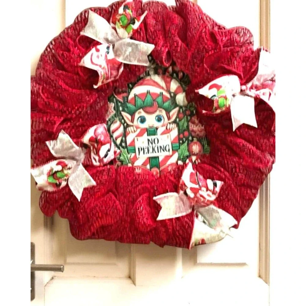 Handmade Mesh Christmas Wreath